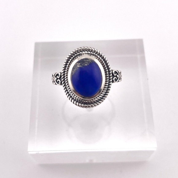 925 Solid Sterling Silver Lapis Lazuli Ring Size 7 - Picture 1 of 5
